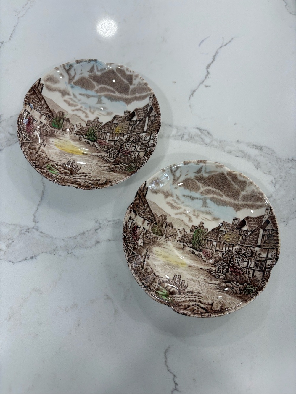 Olde English Countryside Johnson Bros Scenic Toile Print Small Plates Set of 2